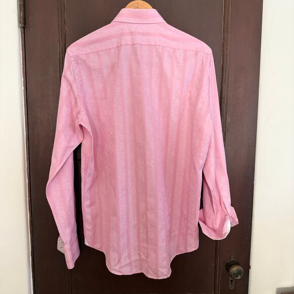 ROBERT GRAHAM | Pink Jacquard Sakura Cherry Blossom Detail Shirt Medium / Large - Picture 2 of 9